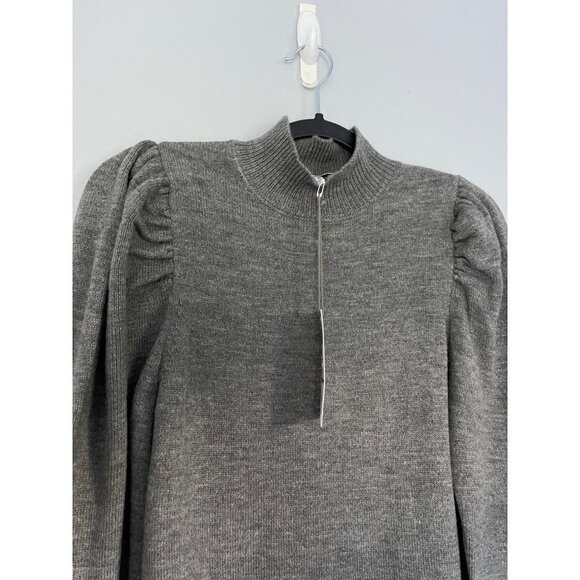 NWT WAYF Size S Lola Puff Sleeve Mock Neck Sweater Mini Dress Gray - Picture 4 of 10